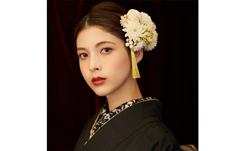 Arenca 百花八重菊 No.8356 髪飾り かんざし 花 和装 着物 ドレス 造花飾り ヘアアクセサリー フラワー 卒業式 卒園式 入園式 入学式 成人式 結婚式 東京 墨田区【紫】