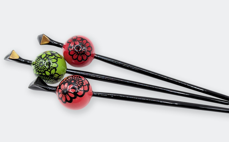 花文様玉かんざし（小） 一本ざし 一点物 浴衣 着物 和装 髪飾り ヘアアクセサリー プレゼント 贈り物 ギフト【ピンク】