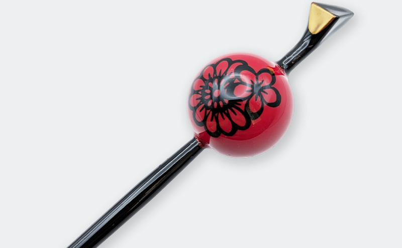 花文様玉かんざし（小） 一本ざし 一点物 浴衣 着物 和装 髪飾り ヘアアクセサリー プレゼント 贈り物 ギフト【ピンク】