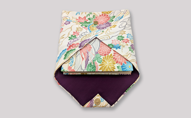 <<伝統工芸コラボ>>御朱印帳セット 御朱印帳袋 着物地 正絹 和紙 小紋柄 黄綬褒賞受賞 一点物 クリーム