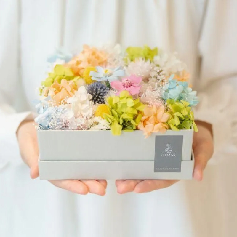 溢れるBOXフラワー ドライ_スクエア(みんなミックス）【068003】