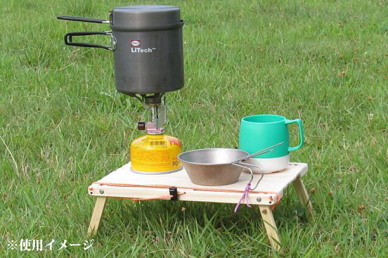 無垢ヒノキ材の軽量コンパクトな山テーブル（Ａ４サイズ）