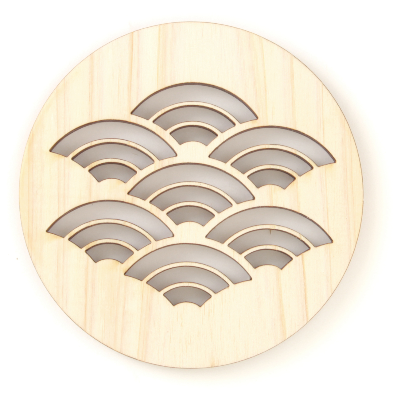 ヒノキのコースター　青海波