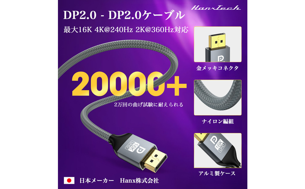Hanx-Tech DP2.0ケーブル 1m