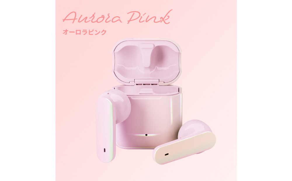 【オーロラ/ピンク】Bluetooth 5.3 完全ワイヤレス ステレオイヤホン インナーイヤータイプPG-BTE18TW