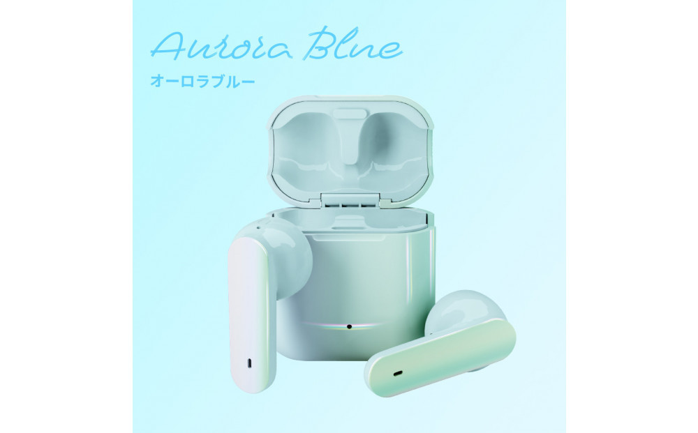 【オーロラ/ブルー】Bluetooth 5.3 完全ワイヤレス ステレオイヤホン インナーイヤータイプPG-BTE18TW