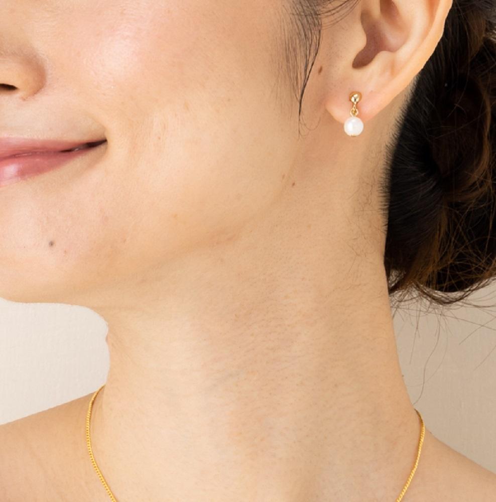 あこや本真珠イヤリングゴールドカラー（濱ノ雫）両耳用 1個（1ペア）