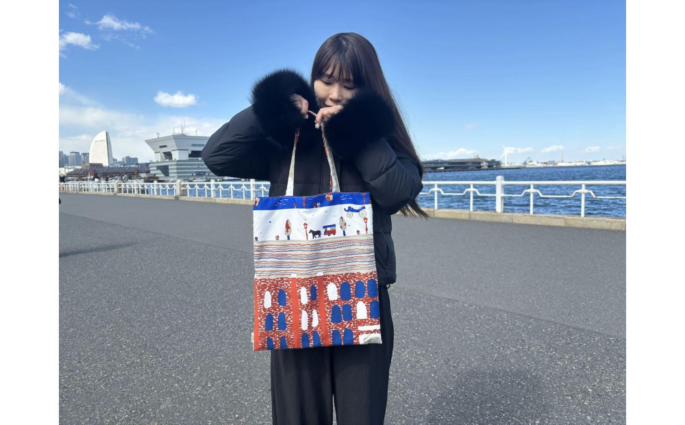 【横浜柄】横浜捺染で染色したトートバッグ
