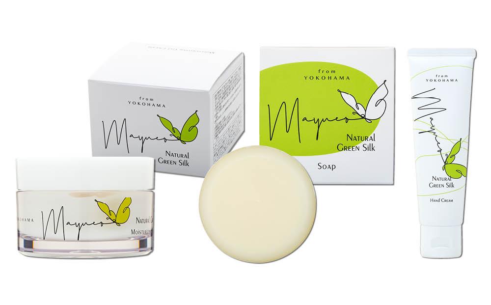 国産グリーンシルク配合　Mayucoオリジナルセット　【パーフェクトジェルクリーム1個・ハンドクリーム1本・せっけん1個入り】