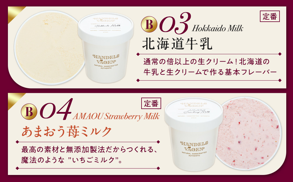 B:ハンデルスベーゲン無添加アイスクリーム/お得なパーティーセット！パイントサイズ４個入り（マダガスカルリッチバニラ・マカダミアキャラメルココナッツ・あまおう苺ミルク・北海道牛乳）パーティー 家族 大容量 バニラ マカダミアナッツ キャラメル あまおう 北海道牛乳