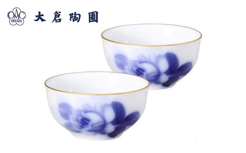 湯呑ぺアセット（ブルーローズ）〈大倉陶園〉