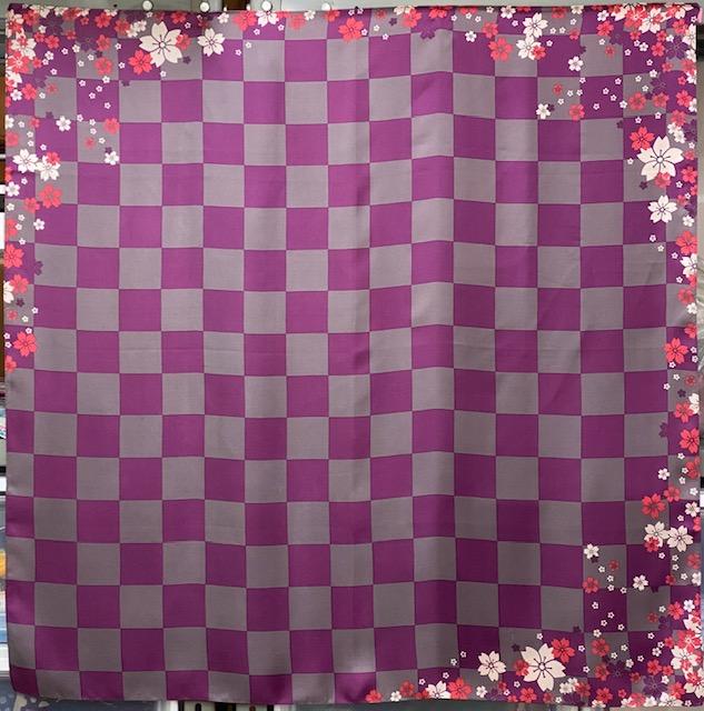 横浜シルクスカーフ　格子と桜