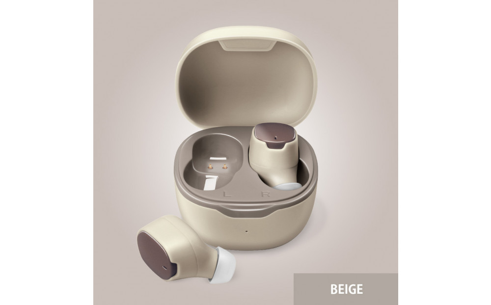 【ベージュ】Bluetooth 5.3 IPX5 防滴 完全ワイヤレス ステレオイヤホン カナルタイプPG-BTE17TW