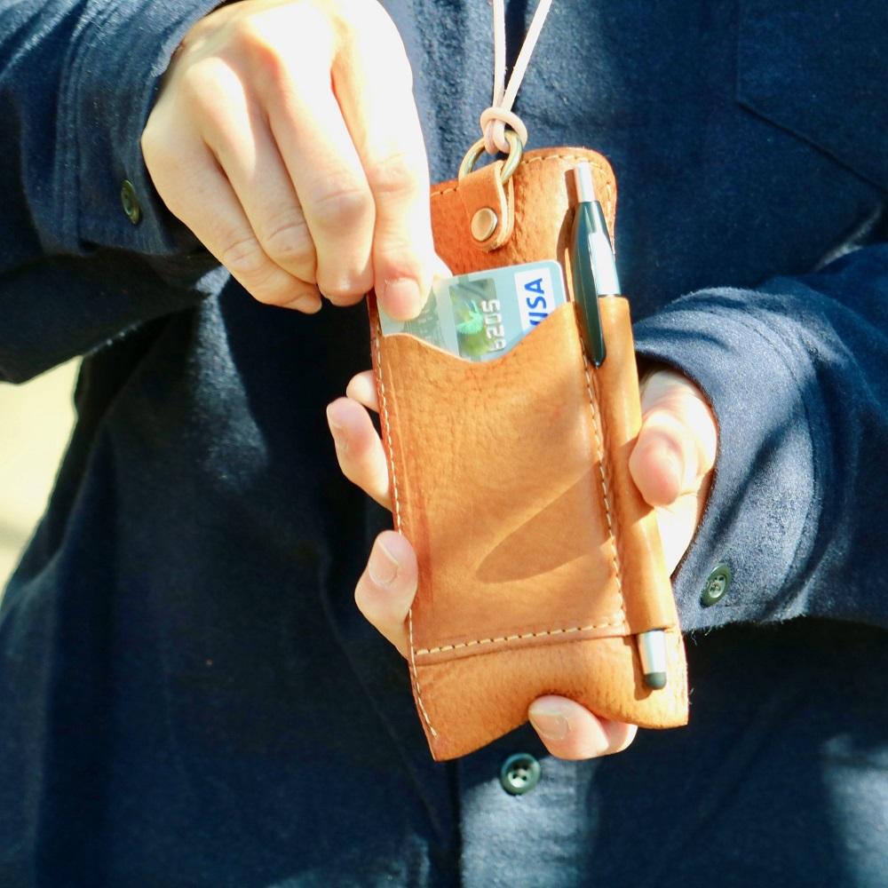 SKLO 首かけメガネケース(L)【Camel】