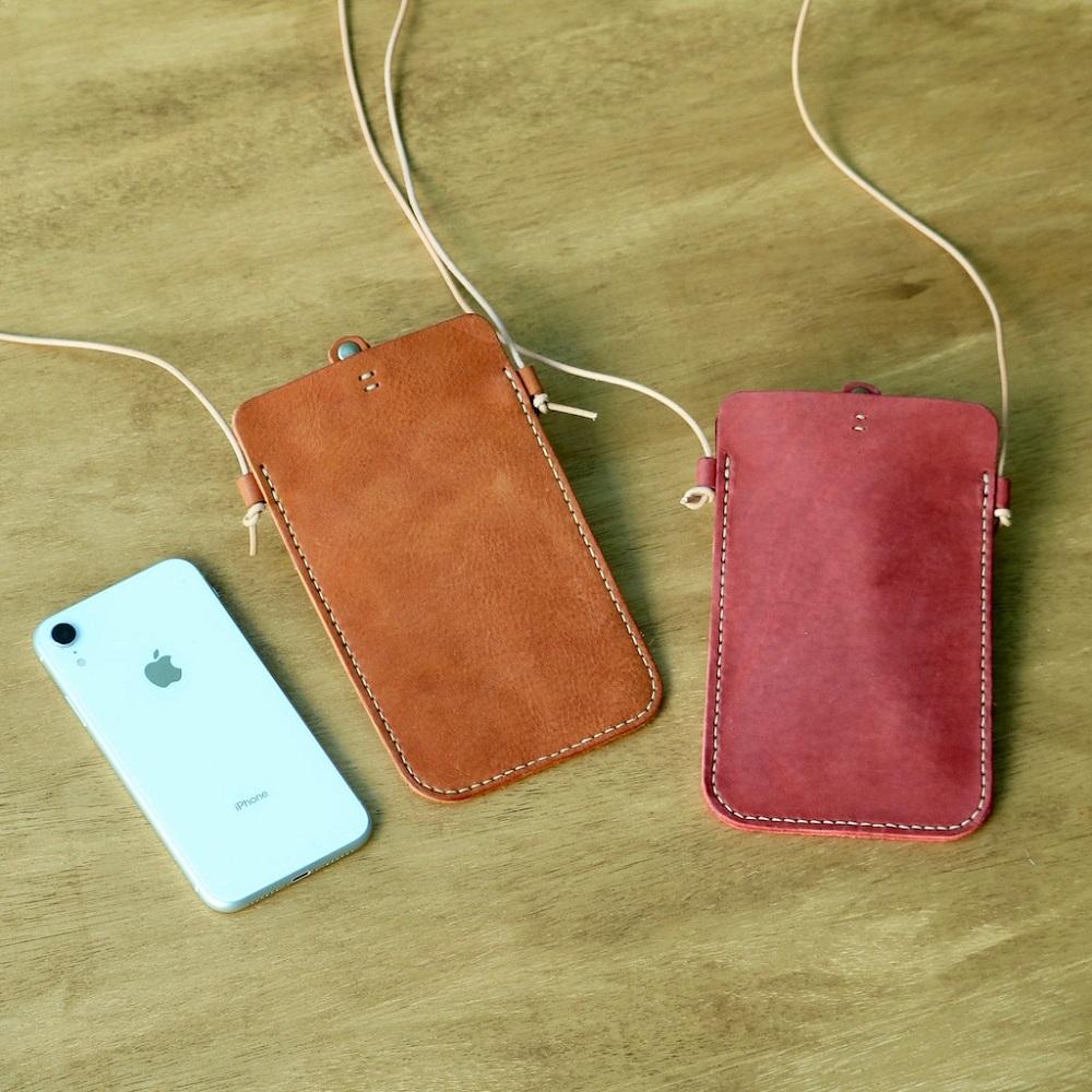 タンニン鞣し革でつくる スマートホンポーチ製作体験 (縫製体験）2人(２個）