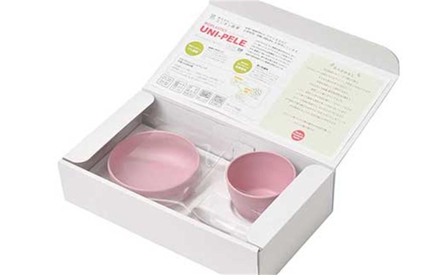 【ナチュラルピンク】ユニペレUNI-PELE　バイオプラスチック　竹粉配合　抗菌　ベビーセット（小）