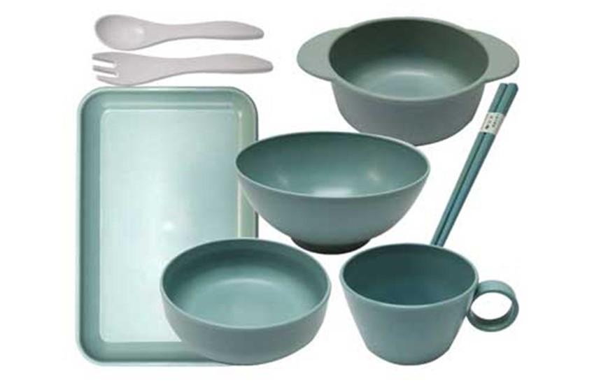 【ナチュラルブルー】ユニペレUNI-PELE　バイオプラスチック　竹粉配合　抗菌　ベビーセット（大）