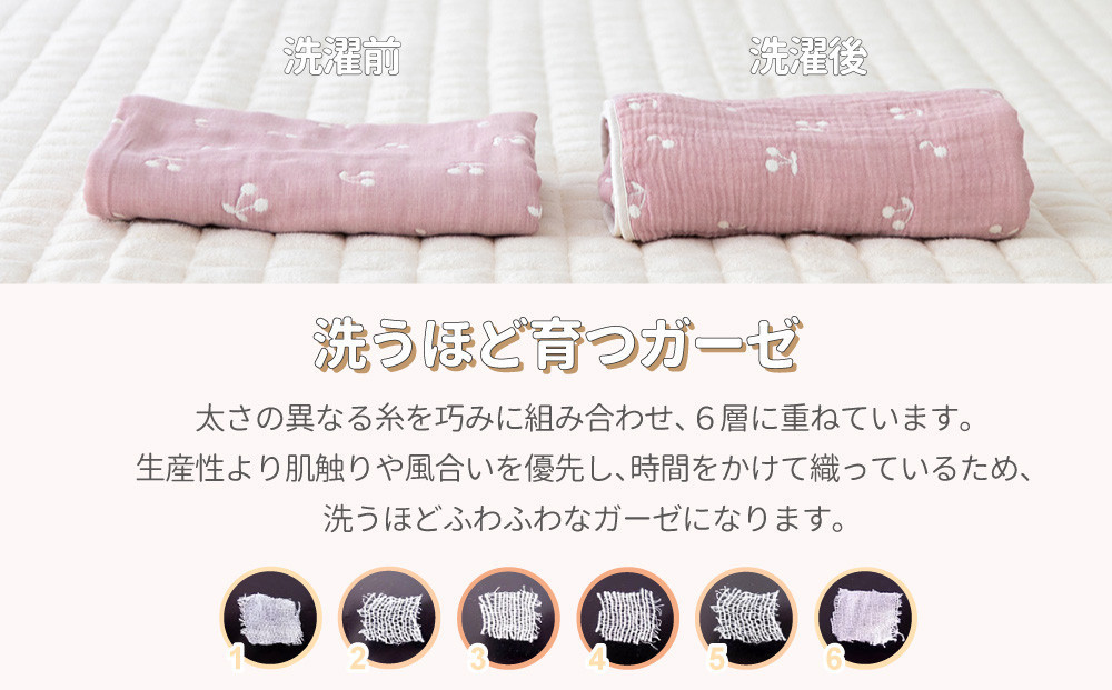 【リボンニンフィア】6重ガーゼ　おなかけっと　バスタオル　60×120cm