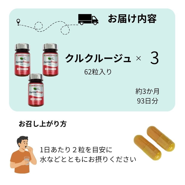 高吸収型クルクミン　クルクルージュ62粒入り3本