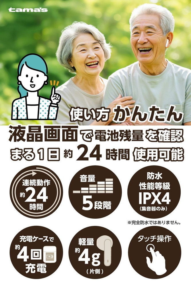 【多摩電子工業株式会社】充電式集音器（耳あな型）THS1W