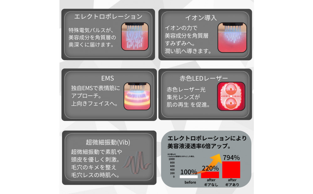 自宅で手軽にフェイス＆スカルプケア【TILLET W-GEAR Gold Black】