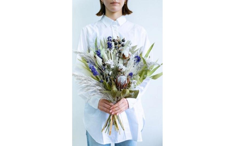 【花瓶アレンジ】ドライフラワーブーケ ブルー Large