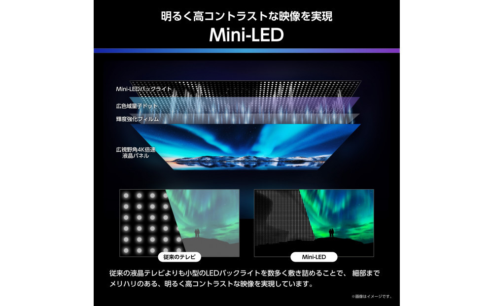 Hisense ハイセンス 3年保証【設置費込み】55V型 55U7R 4K Mini LED 量子ドット 2.1ch ダブル録画 チューナー内蔵 ゲームモード Pro ネット動画 YouTube Netflix スマート 2画面 Alexa対応 AirPlay2 液晶 テレビ TV 2025年モデル 壁掛け 人気 おすすめ 家電 送料無料