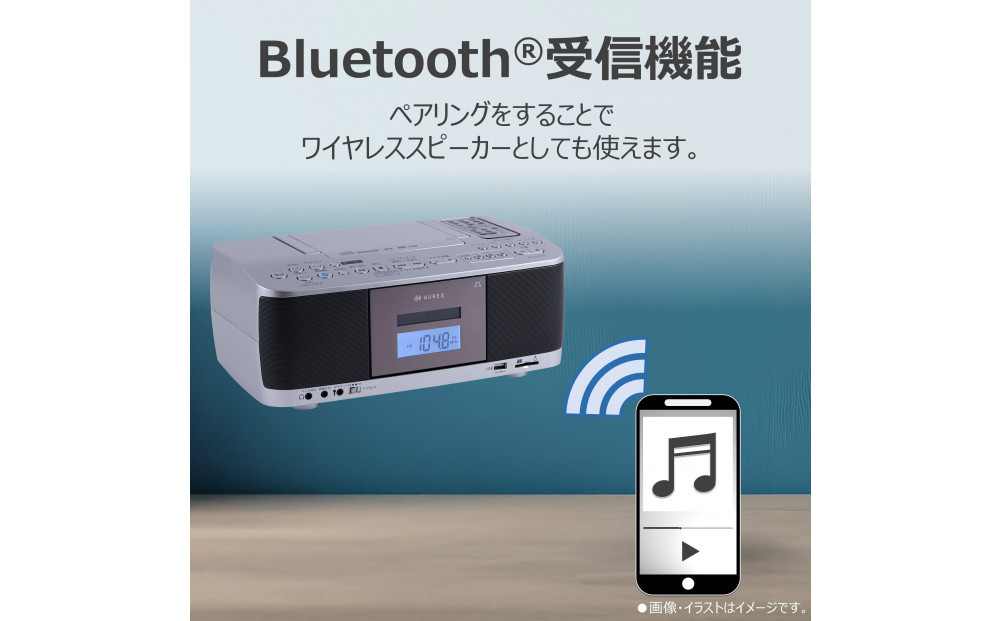 AUREX SD/USB/CDラジオカセットレコーダー AX-KCR70(S)