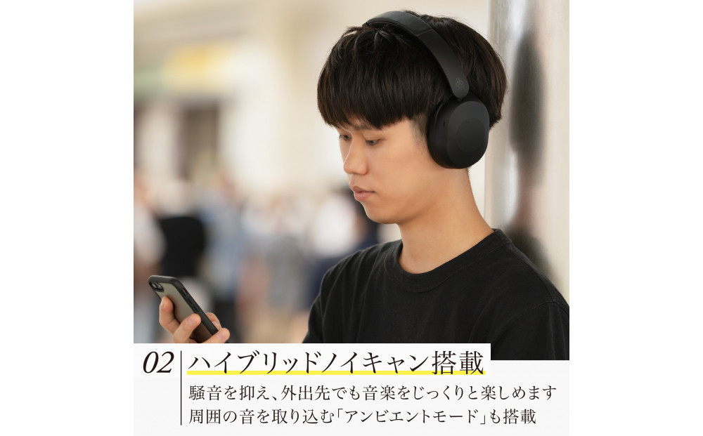 ANCワイヤレスヘッドホン final UX1000 GREIGE ハイコスパモデル/ノイズキャンセリング/ノイキャン/ANC/マイク付き