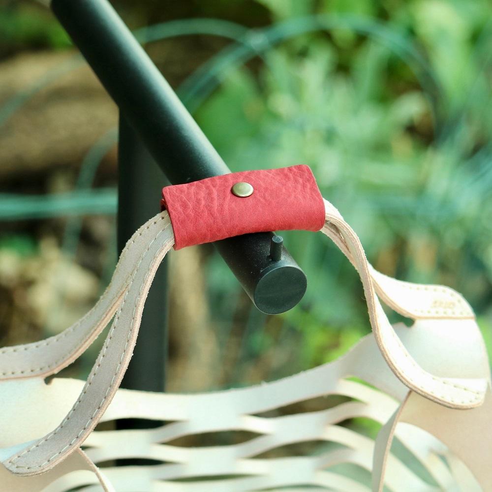 SKLO 持ち手のカラーを選べる！床革のテイクアウトBAG【Red】
