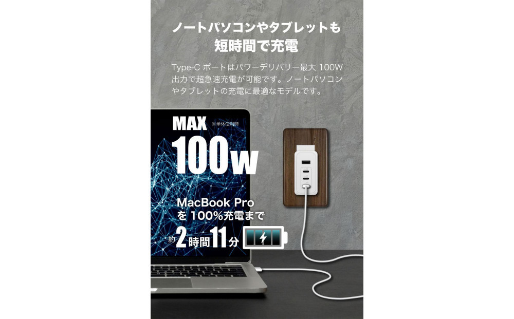 【多摩電子工業株式会社】PD100W急速充電対応 USB充電器PR-AP160 【ホワイト】
