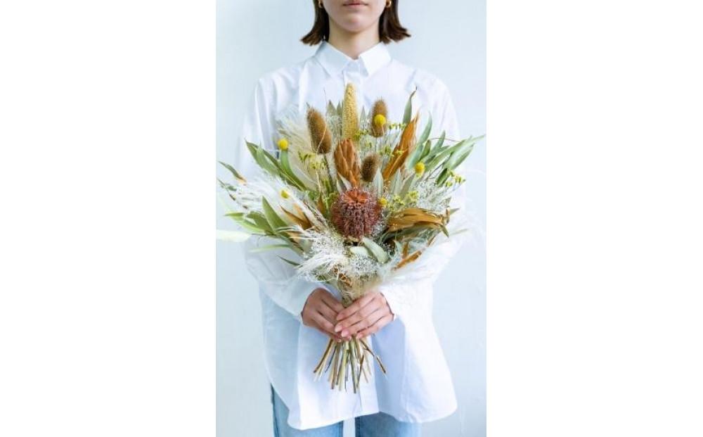 【花瓶アレンジ】ドライフラワーブーケ イエロー Large