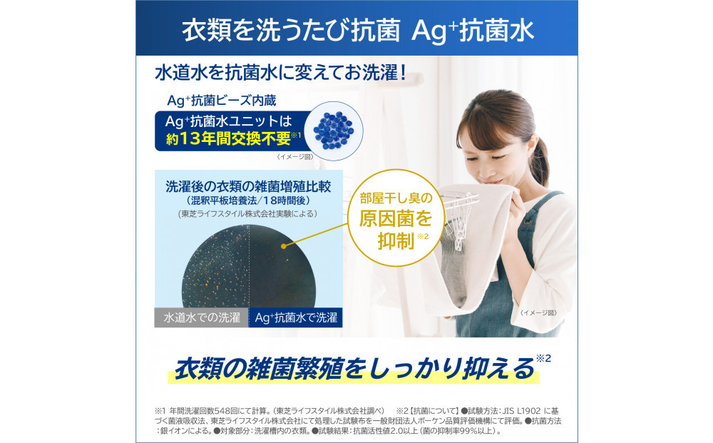 東芝【標準設置費込み】抗菌ウルトラファインバブル　7kg洗濯機　AW-7DH5(W)