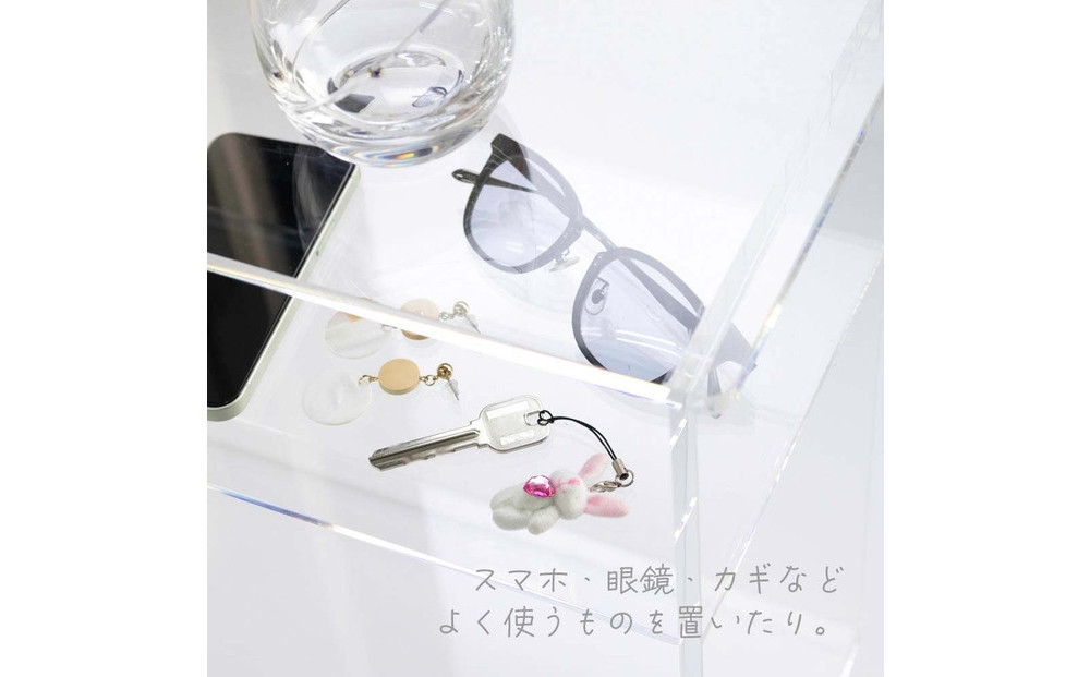 棚付きアクリルサイドテーブル　1台　川崎市自社工場一貫生産品