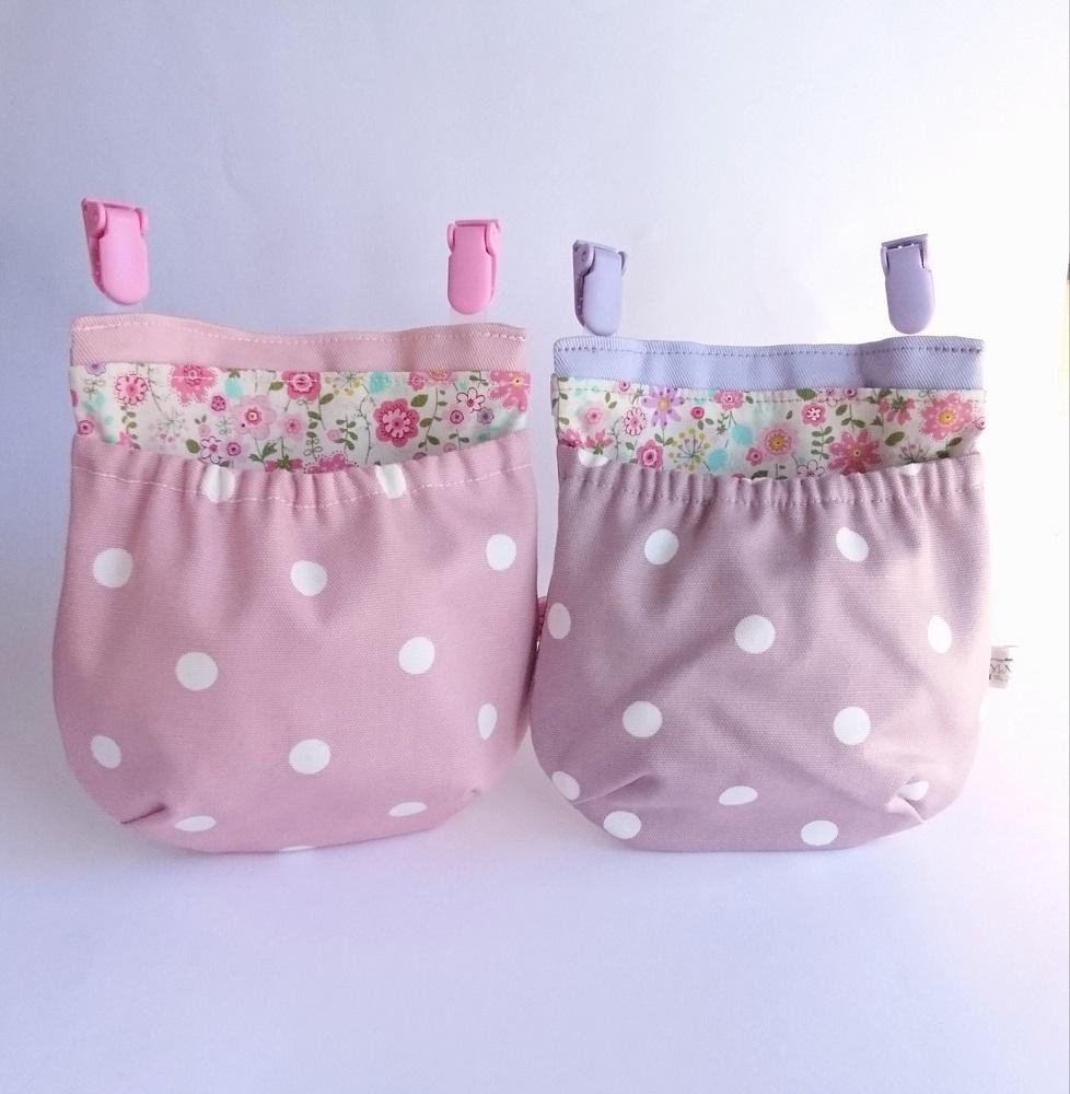 フタなし 移動ポケット 普通サイズ 水玉 ２個