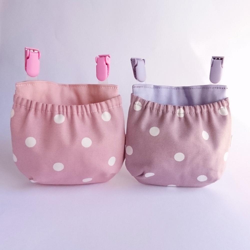 フタなし 移動ポケット 小さめサイズ 水玉２個