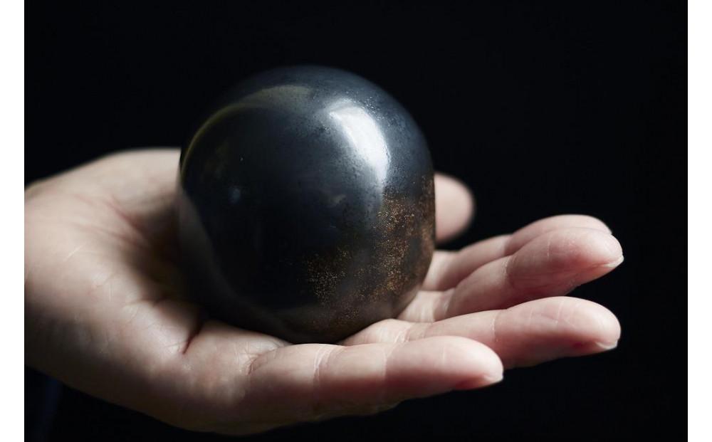 貞石匠作 丸囲い石焼印　黒口巻 7尺 2寸 3本継 漆握り　穂先先端0.7mm 展示会のお知らせ】田代倫章・鈴木宏美 2人展『Shape / Depth