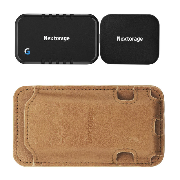 映像出力やデータ転送と同時に給電可能なマルチアダプターとポータブルSSD、専用MagsafeケースセットNX-PDPA1｜PDPアダプター®NX-P2SEG 1TB｜ポータブルSSDNX-PDPA1MC｜MagsafePUレザーケース