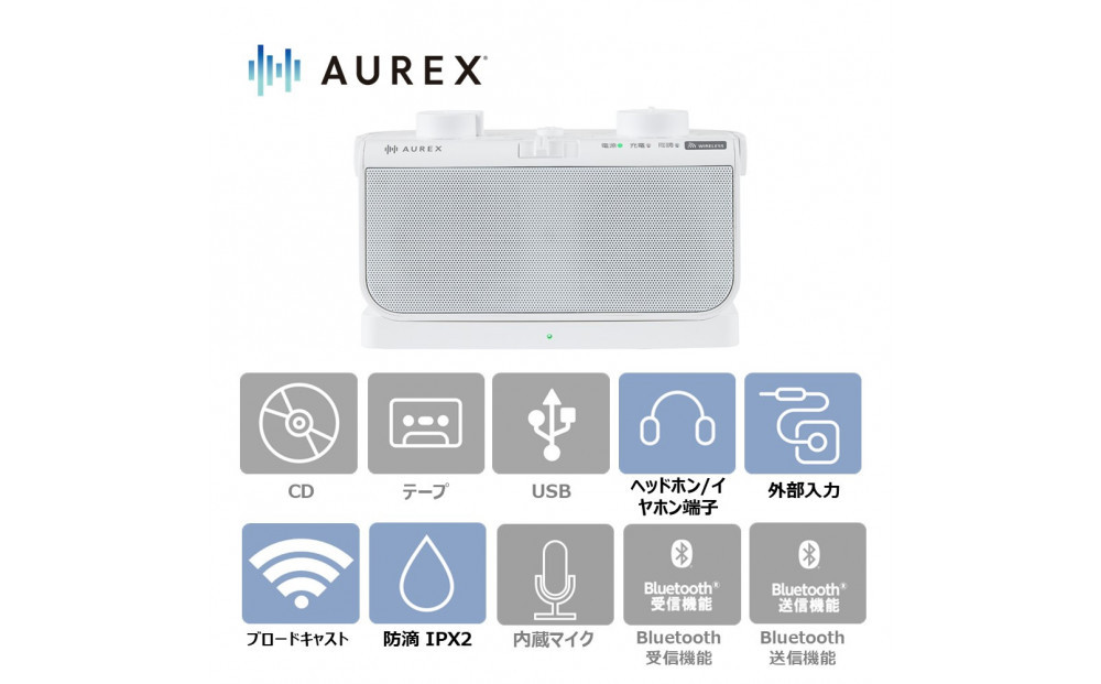 AUREX テレビ用スピーカー（ワイヤレス）AX-WST21(W)