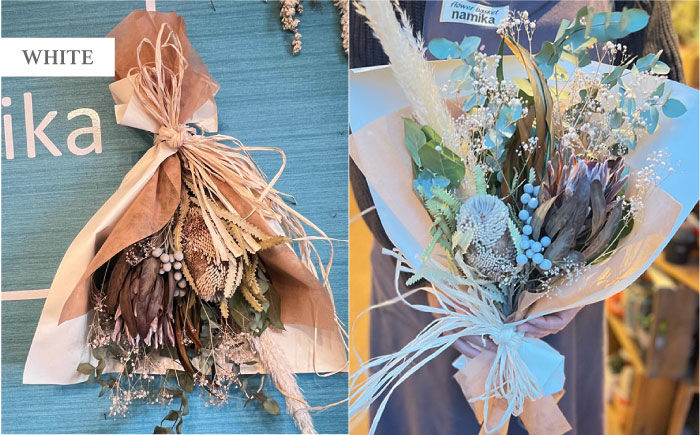 【選べるカラー】ドライフラワー スワッグ Mサイズ 【flowerbasket namika】 [AKGA002-1] ホワイト