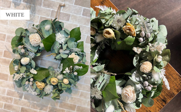 【選べるカラー】ドライフラワー リース Mサイズ 【flowerbasket namika】 [AKGA004-1] ホワイト