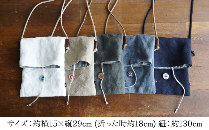 【10色から選べる！】リネン帆布のスマホショルダー【Jonico.handwork】 [AKGD002] 【オフ白】【紐：キナリ】