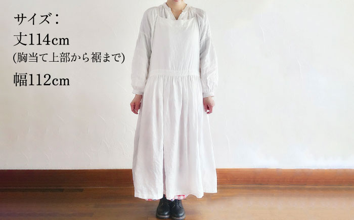 【選べるカラー】ギャザーたっぷりリネンのエプロンワンピース(紐調整)【Jonico.handwork】 [AKGD003] 白