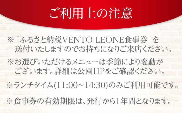 ソレイユの丘 VENTO LEONE ピザランチセット 食事券 1名分【株式会社日比谷花壇】 [AKBO006]