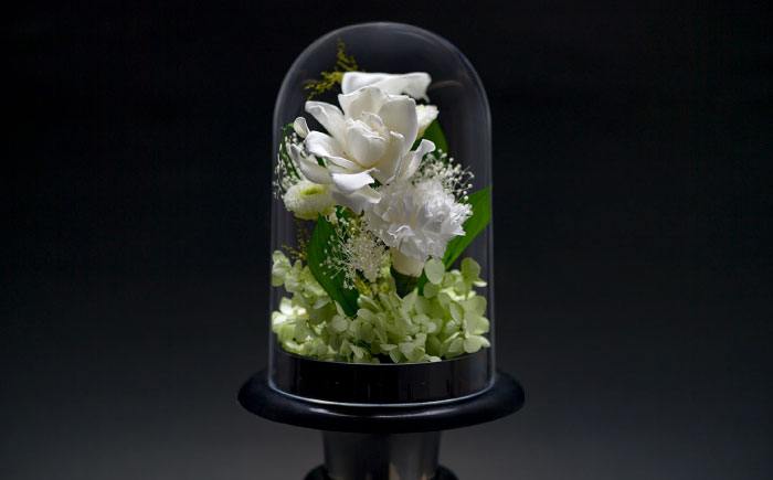 入替用 プリザーブド墓花(ぼか) ホワイト5輪1対【プリフラ・sayumi】 [AKDG003]