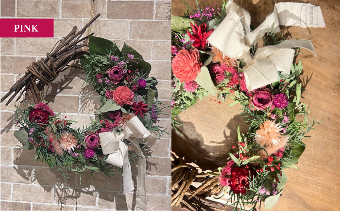 【選べるカラー】ドライフラワー リース Sサイズ 【flowerbasket namika】 [AKGA003-1] ホワイト