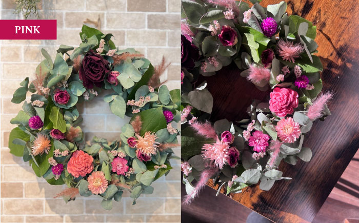 【選べるカラー】ドライフラワー リース Mサイズ 【flowerbasket namika】 [AKGA004-1] ホワイト