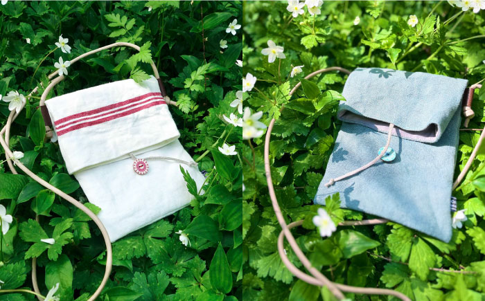 【10色から選べる！】リネン帆布のスマホショルダー【Jonico.handwork】 [AKGD002] 【オフ白】【紐：キナリ】