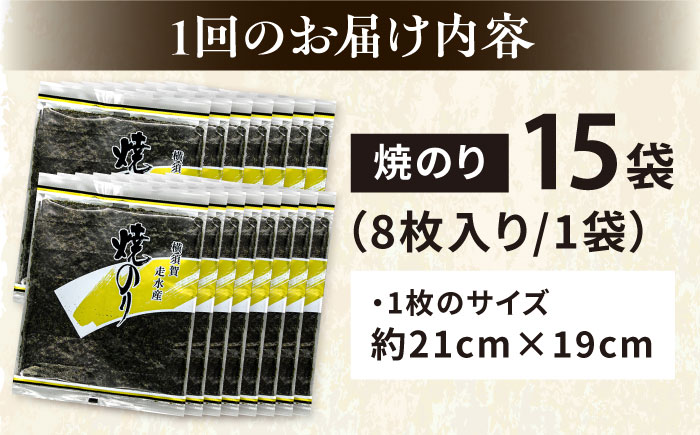 【全3回定期便】【訳あり】焼海苔15袋（全形120枚）【丸良水産】［AKAB145］