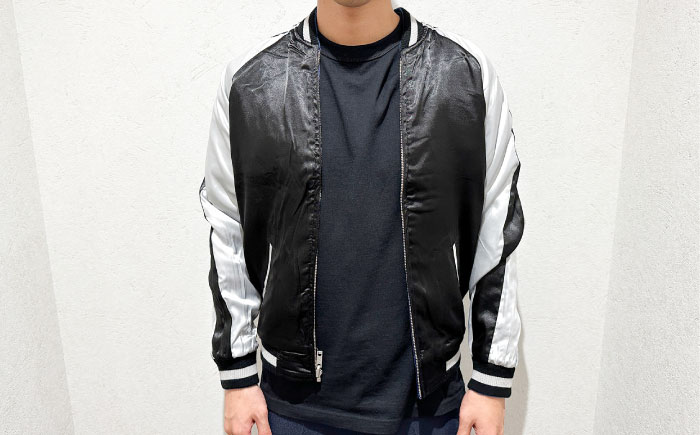 スカジャン 波に白狼 刺繍　サイズはS・M・L・XL・XXL【有限会社エムシーハウス】 [AKAP012] Sサイズ